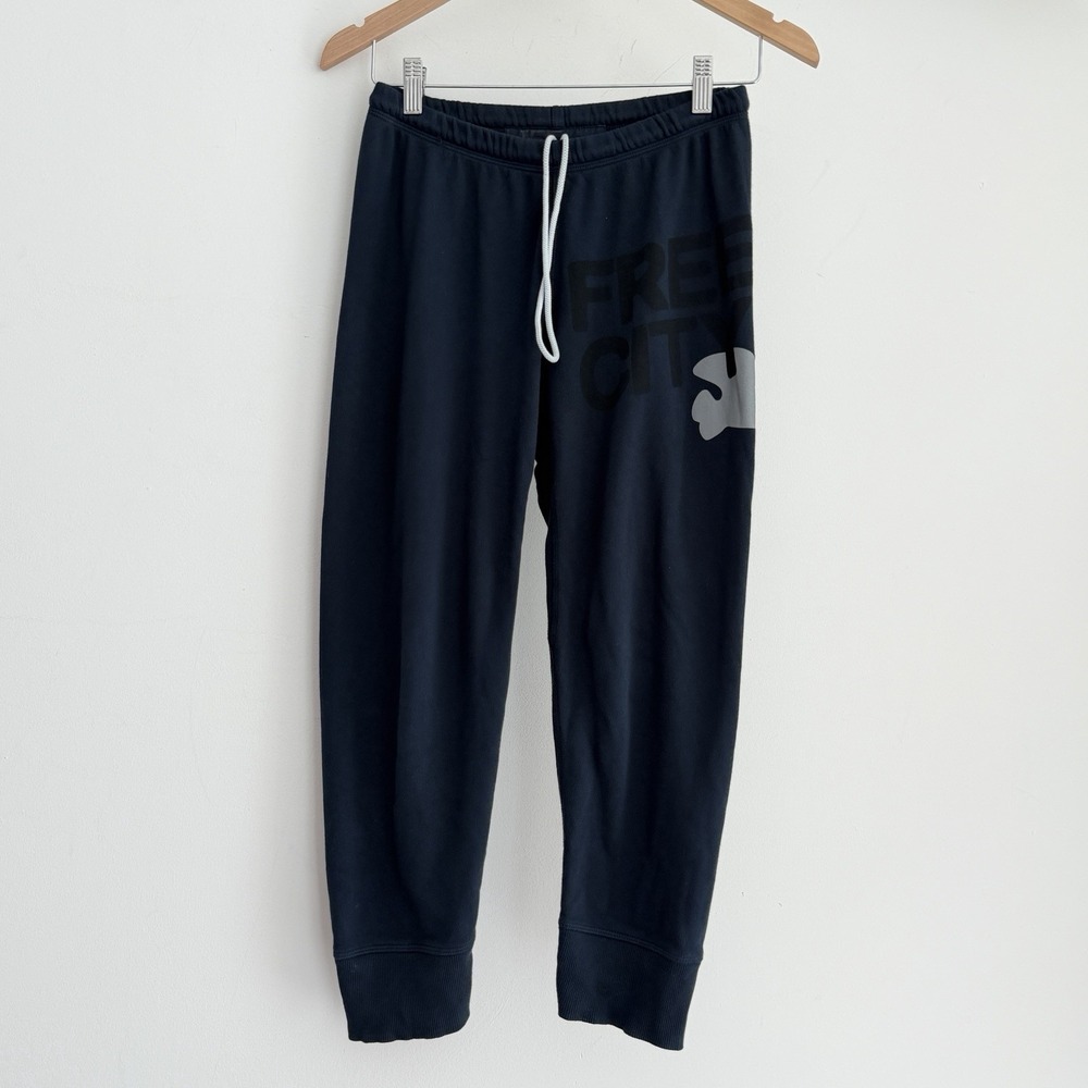 Free City Sweatpants Womens Small Blue Joggers Dove Cropped Lounge Pants USA